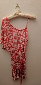 Red asymmetrical summer dress